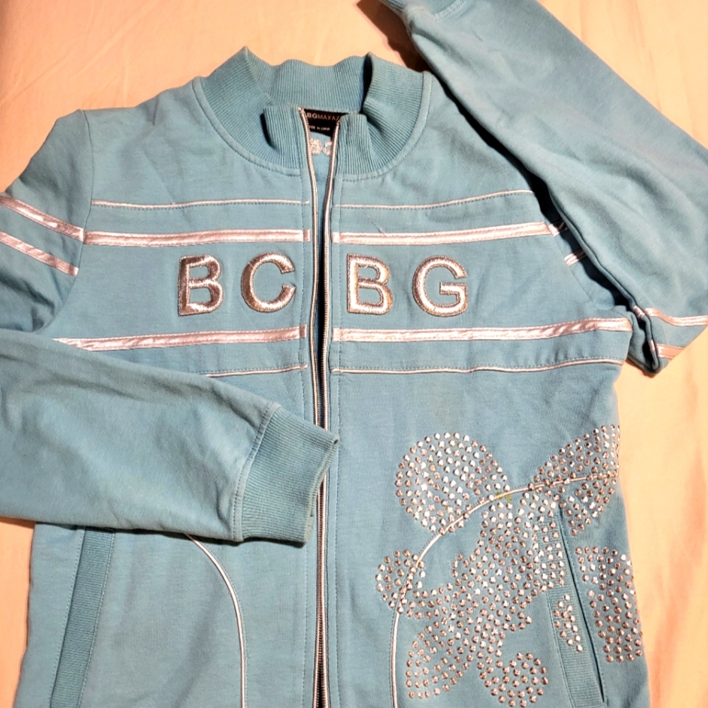 Y2K BCBG Blue Zip-Up  with Rhinestone Design